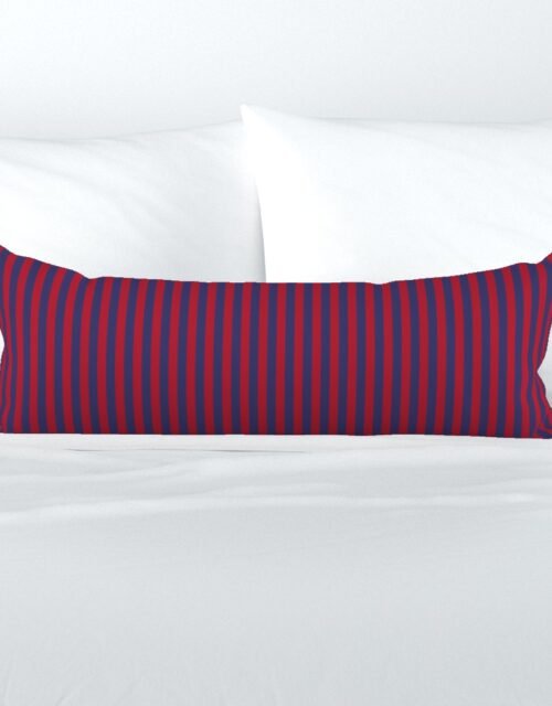 Small Red and Blue USA American Flag Vertical Stripes Extra Long Lumbar Pillow