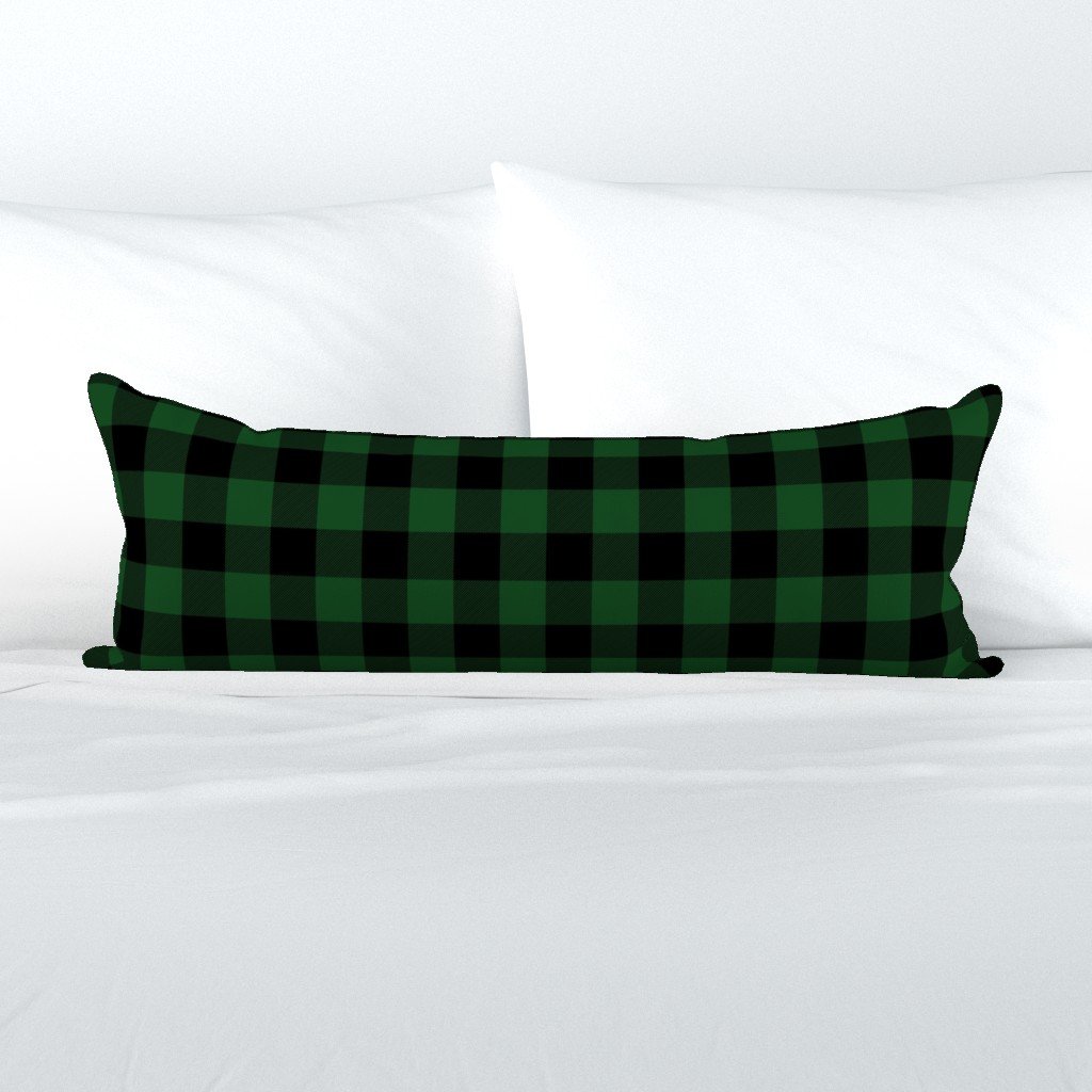 Original Forest Green and Black Rustic Cowboy Cabin Buffalo Check Extra Long Lumbar Pillow Original Forest Green and Black Rustic Cowboy Cabin Buffalo Check Extra Long Lumbar Pillow
