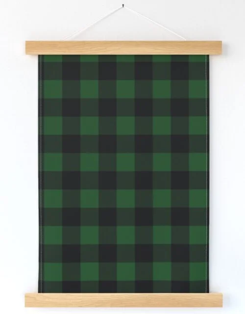 Original Forest Green and Black Rustic Cowboy Cabin Buffalo Check Wall Hanging