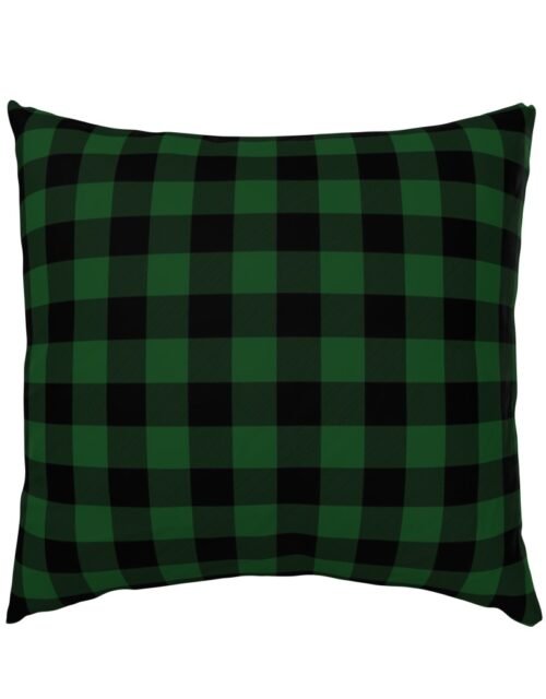 Original Forest Green and Black Rustic Cowboy Cabin Buffalo Check Euro Pillow Sham