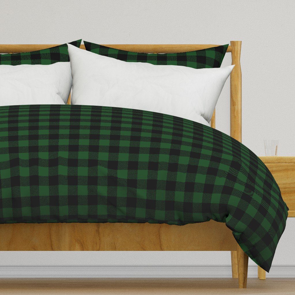Original Forest Green and Black Rustic Cowboy Cabin Buffalo Check Duvet Cover Original Forest Green and Black Rustic Cowboy Cabin Buffalo Check Duvet Cover