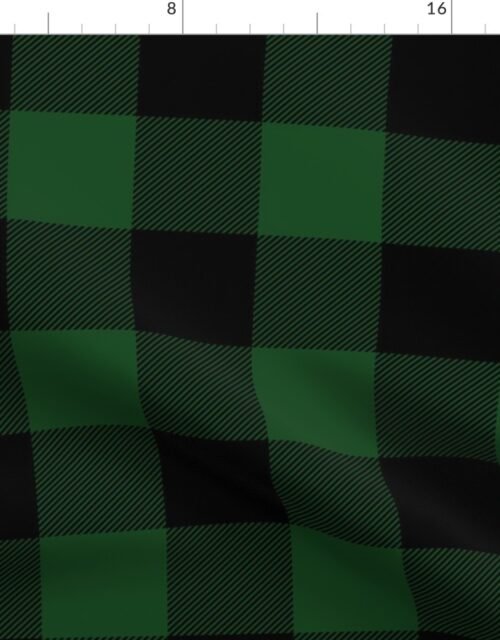 Jumbo Forest Green and Black Rustic Cowboy Cabin Buffalo Check Fabric