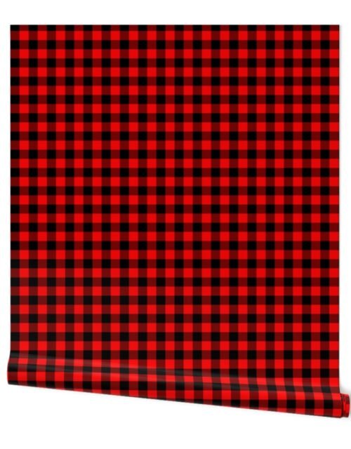 Original Berry Red and Black Rustic Cowboy Cabin Buffalo Check Wallpaper