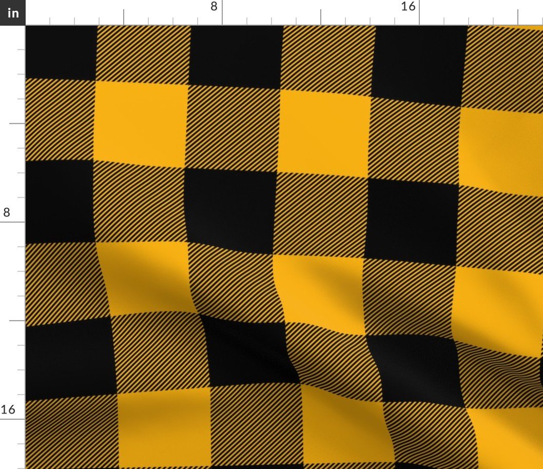 Jumbo Goldenrod Yellow and Black Rustic Cowboy Cabin Buffalo Check Fabric Jumbo Goldenrod Yellow and Black Rustic Cowboy Cabin Buffalo Check Fabric