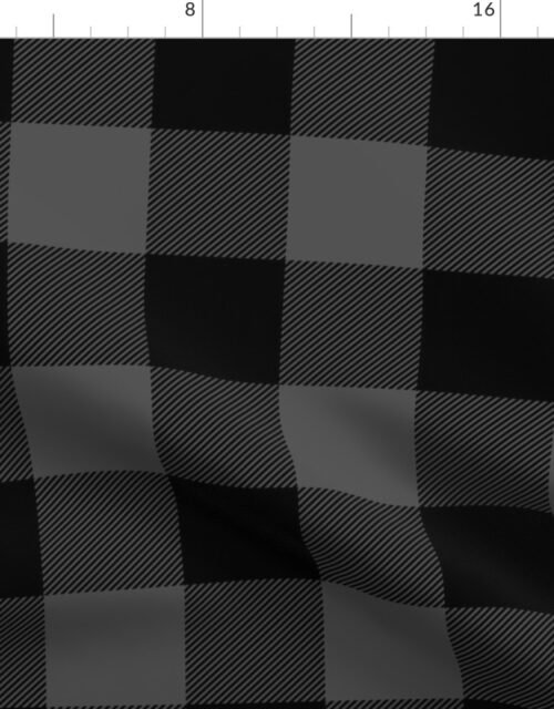 Jumbo Tincup Grey and Black Rustic Cowboy Cabin Buffalo Check Fabric