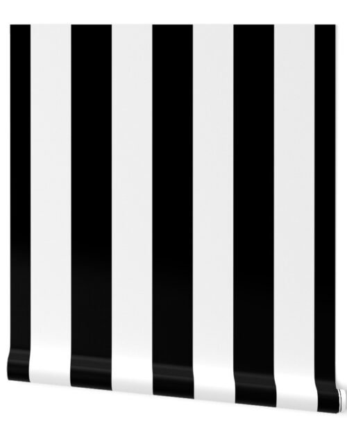 Black and White Circus Big Top 3" Vertical Stripes Wallpaper