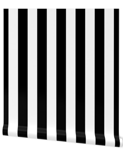 Black and White Vertical Cabana Tent 2" Stripes Wallpaper