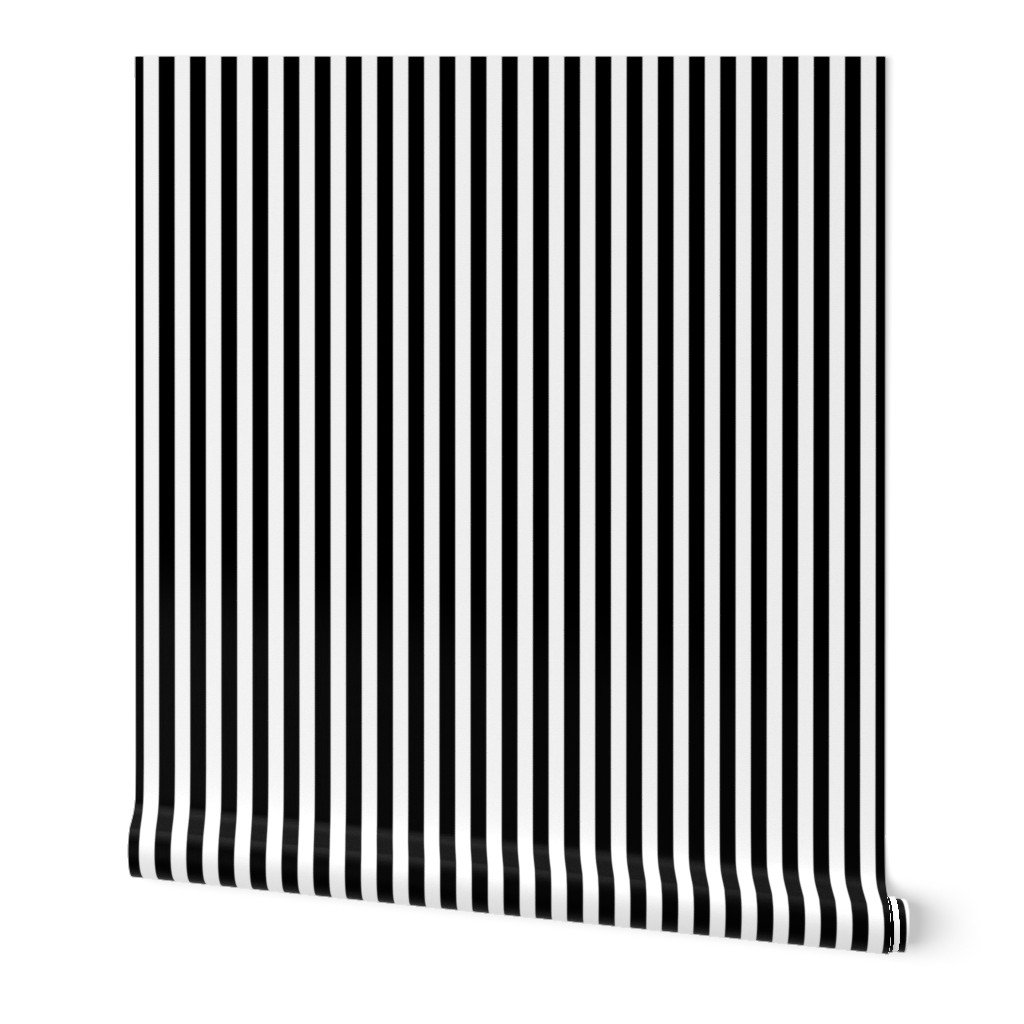 Black and White Thin Vertical Half Inch Picnic Stripes Wallpaper Black and White Thin Vertical Half Inch Picnic Stripes Wallpaper