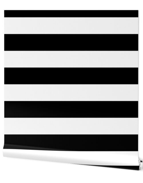 Black and White Circus Big Top 3" Horizontal Stripes Wallpaper