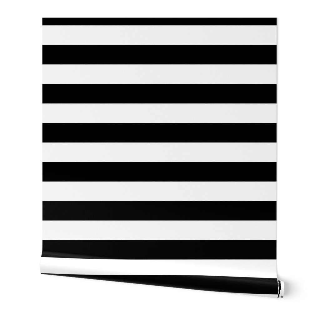 Black and White Horizontal Cabana Tent 2″ Stripes Wallpaper Black and White Horizontal Cabana Tent 2" Stripes Wallpaper