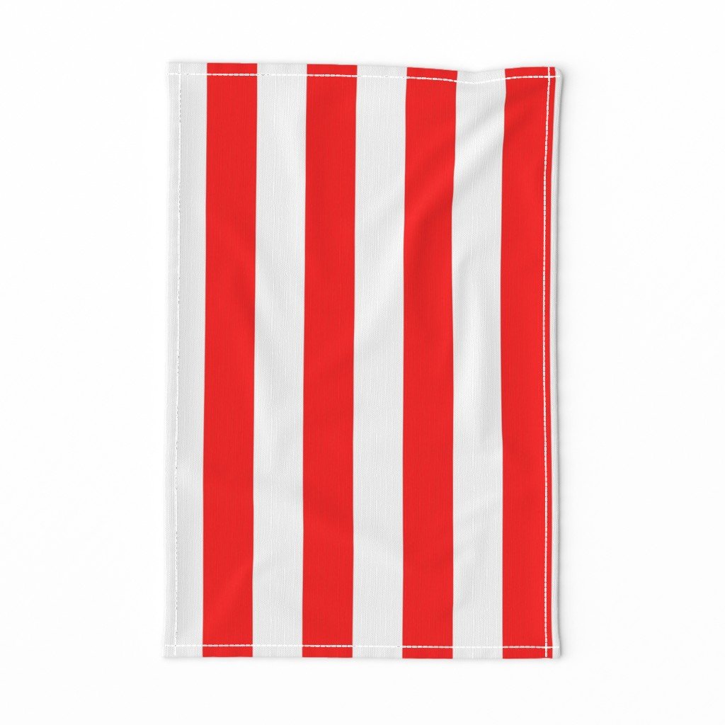 Red and White Wide 2-inch Cabana Tent Vertical Stripes Tea Towel Red and White Wide 2-inch Cabana Tent Vertical Stripes Tea Towel