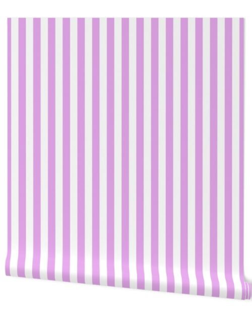 Blush Pink and White ¾ inch Deck Chair Vertical Stripes Wallpaper