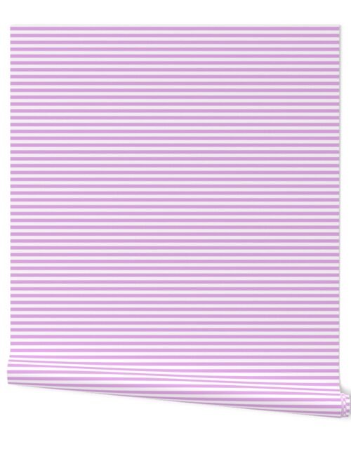Blush Pink and White ¼ inch Sailor Horizontal Stripes Wallpaper