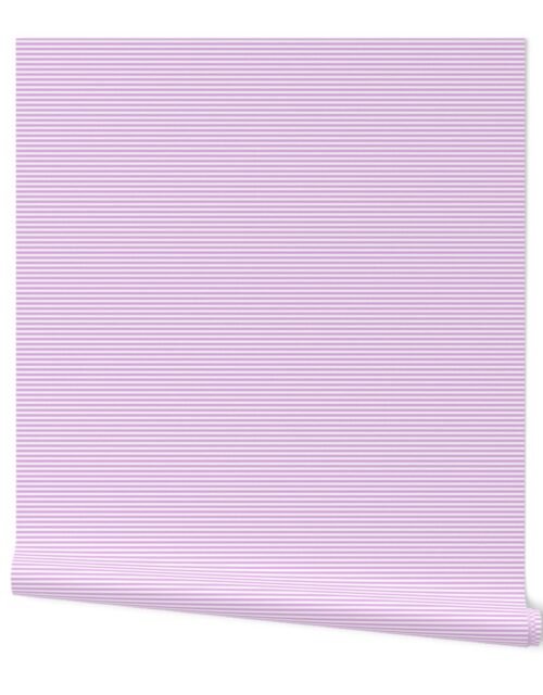 Blush Pink and White 1/8-inch Thin Pencil Horizontal Stripes Wallpaper