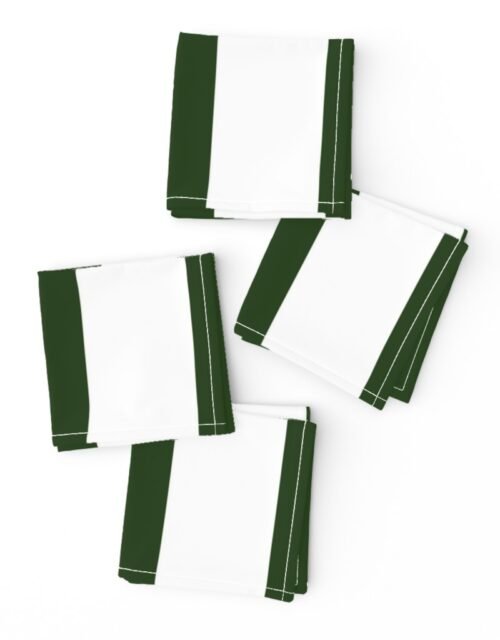 Forest Green and White Jumbo 3-inch Circus Big Top Vertical Stripes Cocktail Napkins
