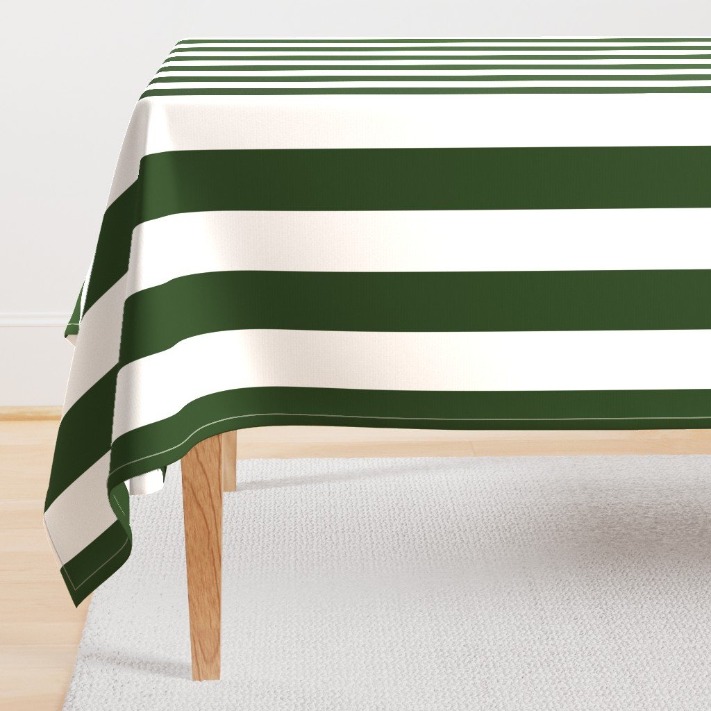 Forest Green and White Jumbo 3-inch Circus Big Top Vertical Stripes Rectangular Tablecloth Forest Green and White Jumbo 3-inch Circus Big Top Vertical Stripes Rectangular Tablecloth