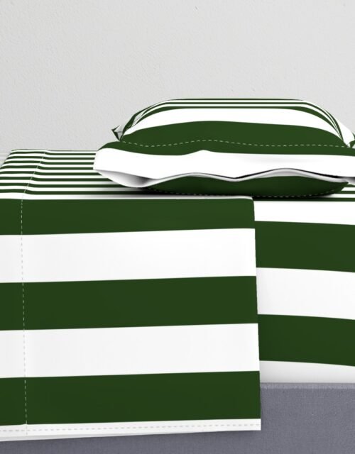 Forest Green and White Jumbo 3-inch Circus Big Top Vertical Stripes Sheet Set