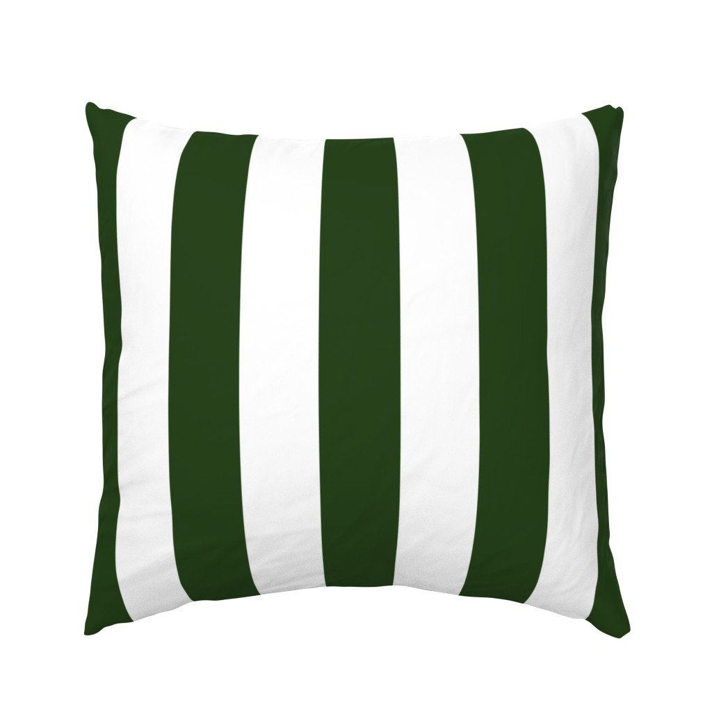 Forest Green and White Jumbo 3-inch Circus Big Top Vertical Stripes Euro Pillow Sham Forest Green and White Jumbo 3-inch Circus Big Top Vertical Stripes Euro Pillow Sham