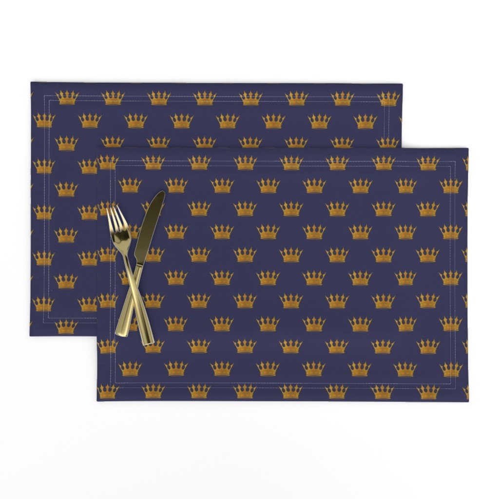 Mini Gold Crowns on Royal Blue Placemats Mini Gold Crowns on Royal Blue Placemats