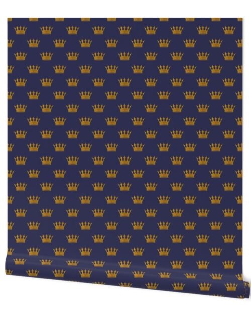 Mini Gold Crowns on Royal Blue Wallpaper