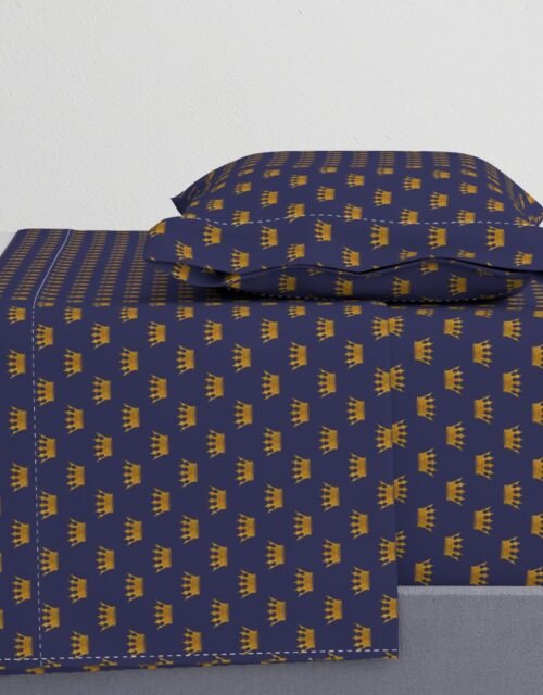 Mini Gold Crowns on Royal Blue Sheet Set