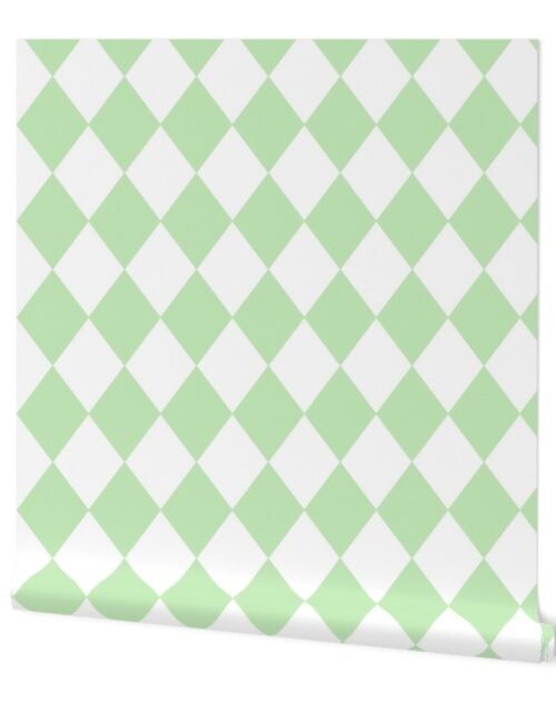 Spearmint Mint Small Modern Diamond Pattern Wallpaper