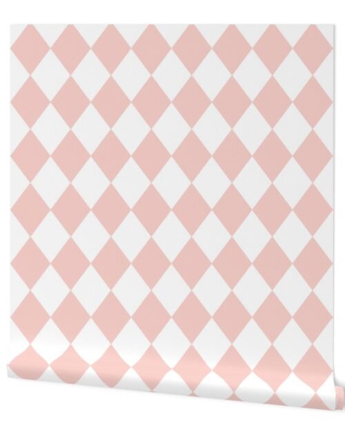 Pink Rosebud Small Modern Diamond Pattern Wallpaper
