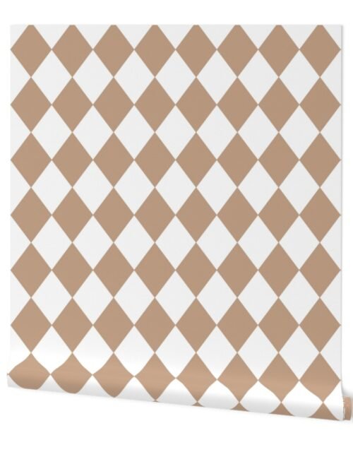 Natural Burlap Small Modern Diamond Pattern Wallpaper