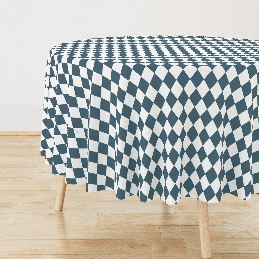 Bluestone Blue Small Modern Diamond Pattern Round Tablecloth Bluestone Blue Small Modern Diamond Pattern Round Tablecloth
