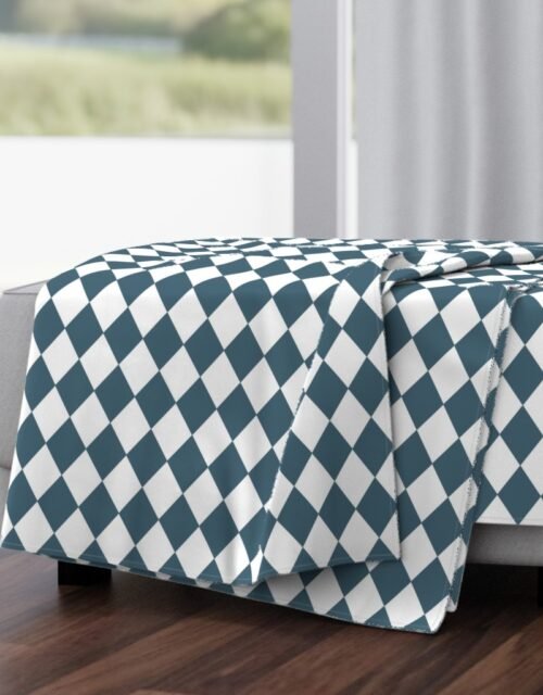 Bluestone Blue Small Modern Diamond Pattern Throw Blanket
