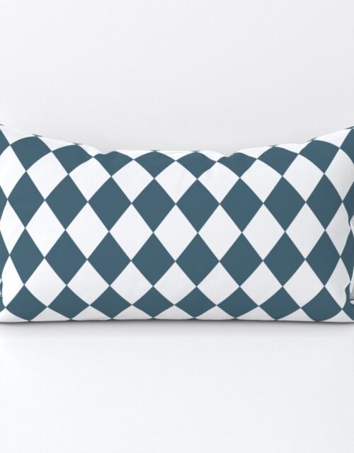 Bluestone Blue Small Modern Diamond Pattern Lumbar Throw Pillow