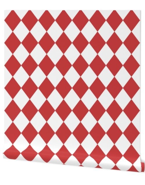 Cranberry Red Small Modern Diamond Pattern Wallpaper