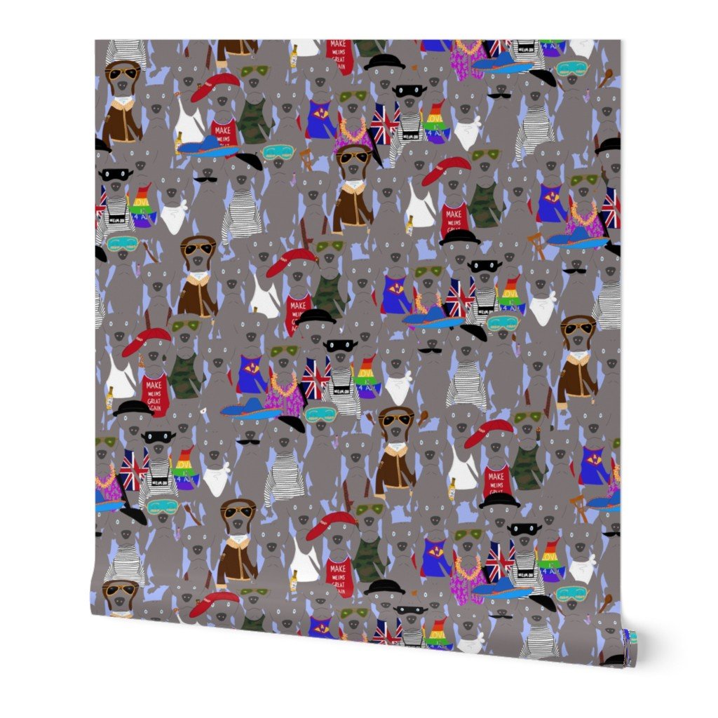 Big Dog Weim Nation Grey Ghost Weimaraner Hand-painted Pet Pattern on Blue Wallpaper Big Dog Weim Nation Grey Ghost Weimaraner Hand-painted Pet Pattern on Blue Wallpaper