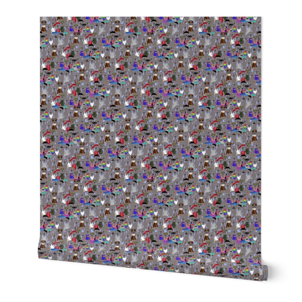 Small Print Dog Weim Nation Grey Ghost Weimaraner Hand-painted Pet Pattern on Blue Wallpaper Small Print Dog Weim Nation Grey Ghost Weimaraner Hand-painted Pet Pattern on Blue Wallpaper