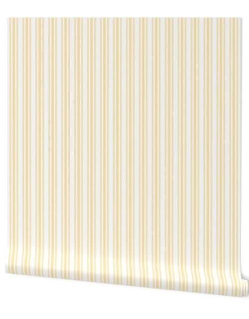 Trendy Large Buttercup Yellow Pastel Butter French Mattress Ticking Double Stripes Wallpaper