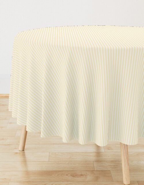 Classic Small Buttercup Yellow Pastel Butter French Mattress Ticking Double Stripes Round Tablecloth