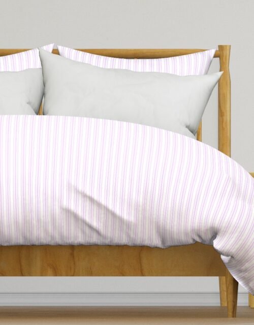 Trendy Large Orchid Lilac  Pastel Purple French Mattress Ticking Double Stripes Duvet Cover
