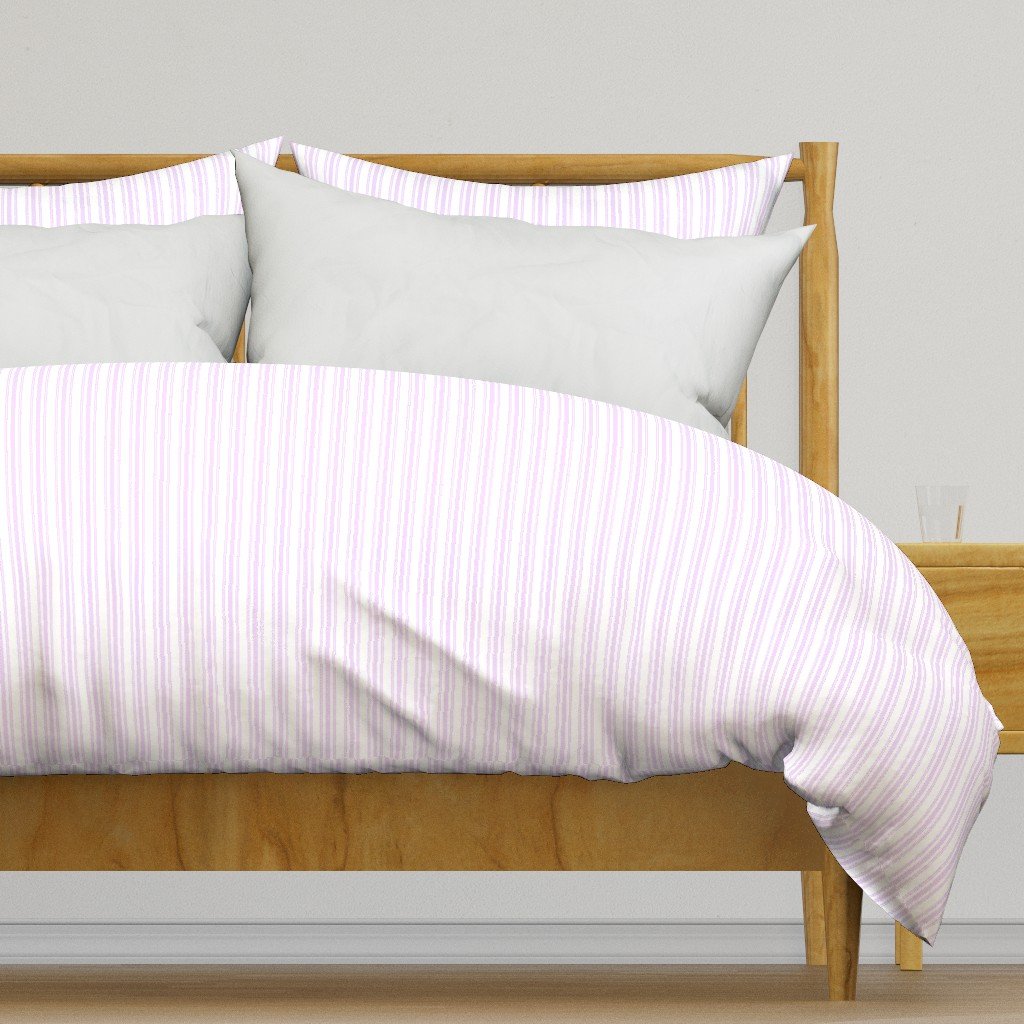 Trendy Large Orchid Lilac Pastel Purple French Mattress Ticking Double Stripes Duvet Cover Trendy Large Orchid Lilac Pastel Purple French Mattress Ticking Double Stripes Duvet Cover