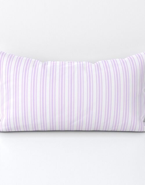 Trendy Large Orchid Lilac  Pastel Purple French Mattress Ticking Double Stripes Lumbar Throw Pillow