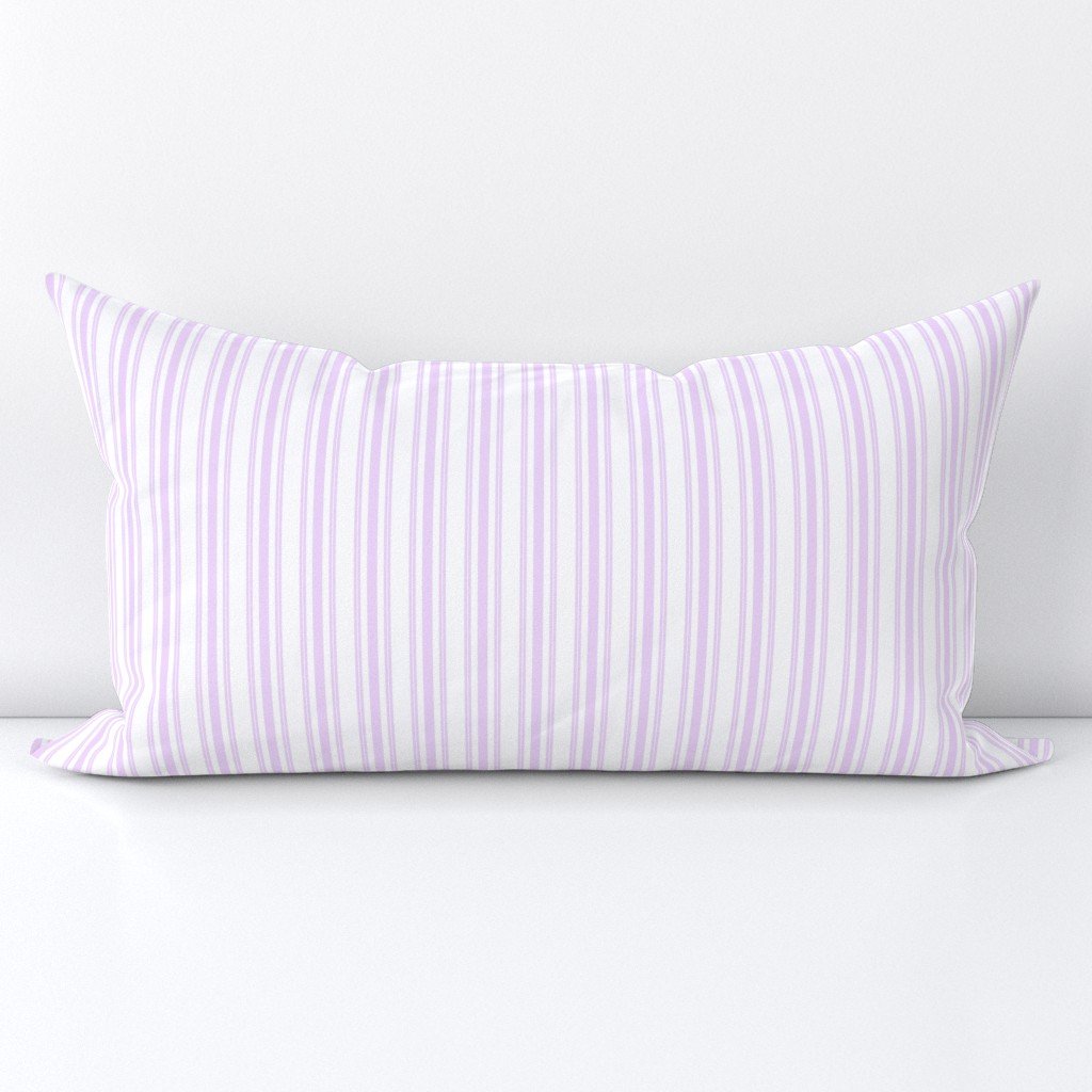 Trendy Large Orchid Lilac Pastel Purple French Mattress Ticking Double Stripes Lumbar Throw Pillow Trendy Large Orchid Lilac Pastel Purple French Mattress Ticking Double Stripes Lumbar Throw Pillow