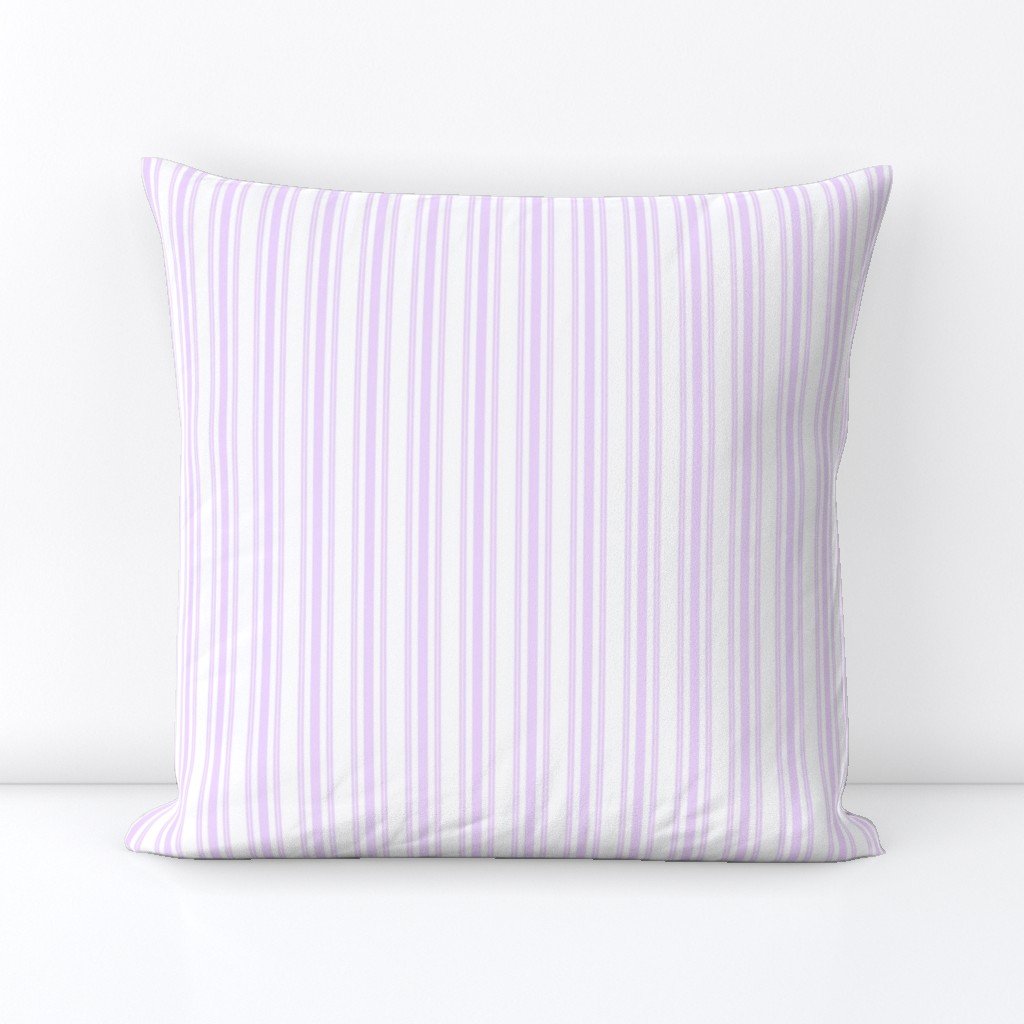 Trendy Large Orchid Lilac Pastel Purple French Mattress Ticking Double Stripes Square Throw Pillow Trendy Large Orchid Lilac Pastel Purple French Mattress Ticking Double Stripes Square Throw Pillow