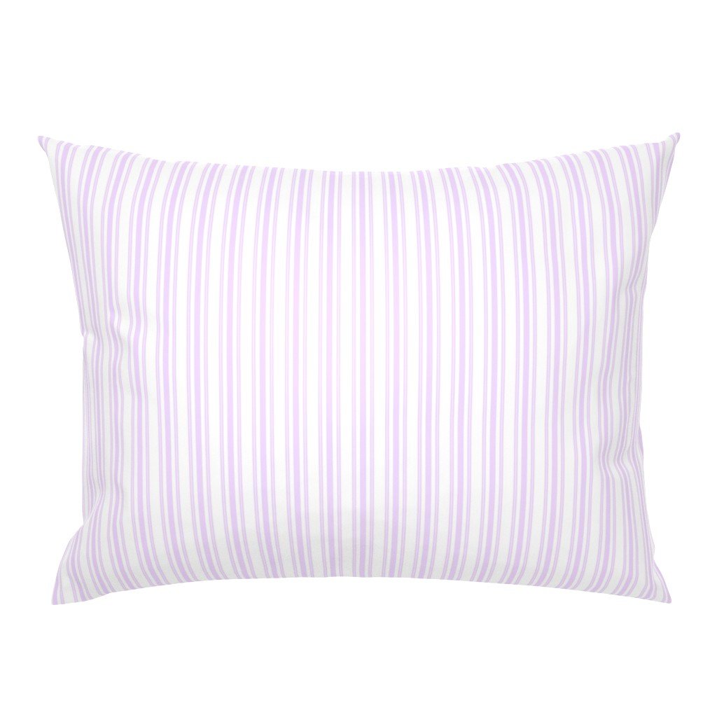 Trendy Large Orchid Lilac Pastel Purple French Mattress Ticking Double Stripes Standard Pillow Sham Trendy Large Orchid Lilac Pastel Purple French Mattress Ticking Double Stripes Standard Pillow Sham