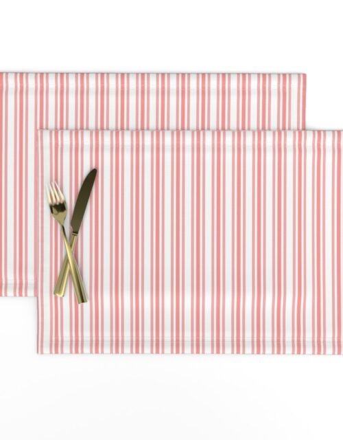 Trendy Large Coral Rose Pastel Coral French Mattress Ticking Double Stripes Placemats