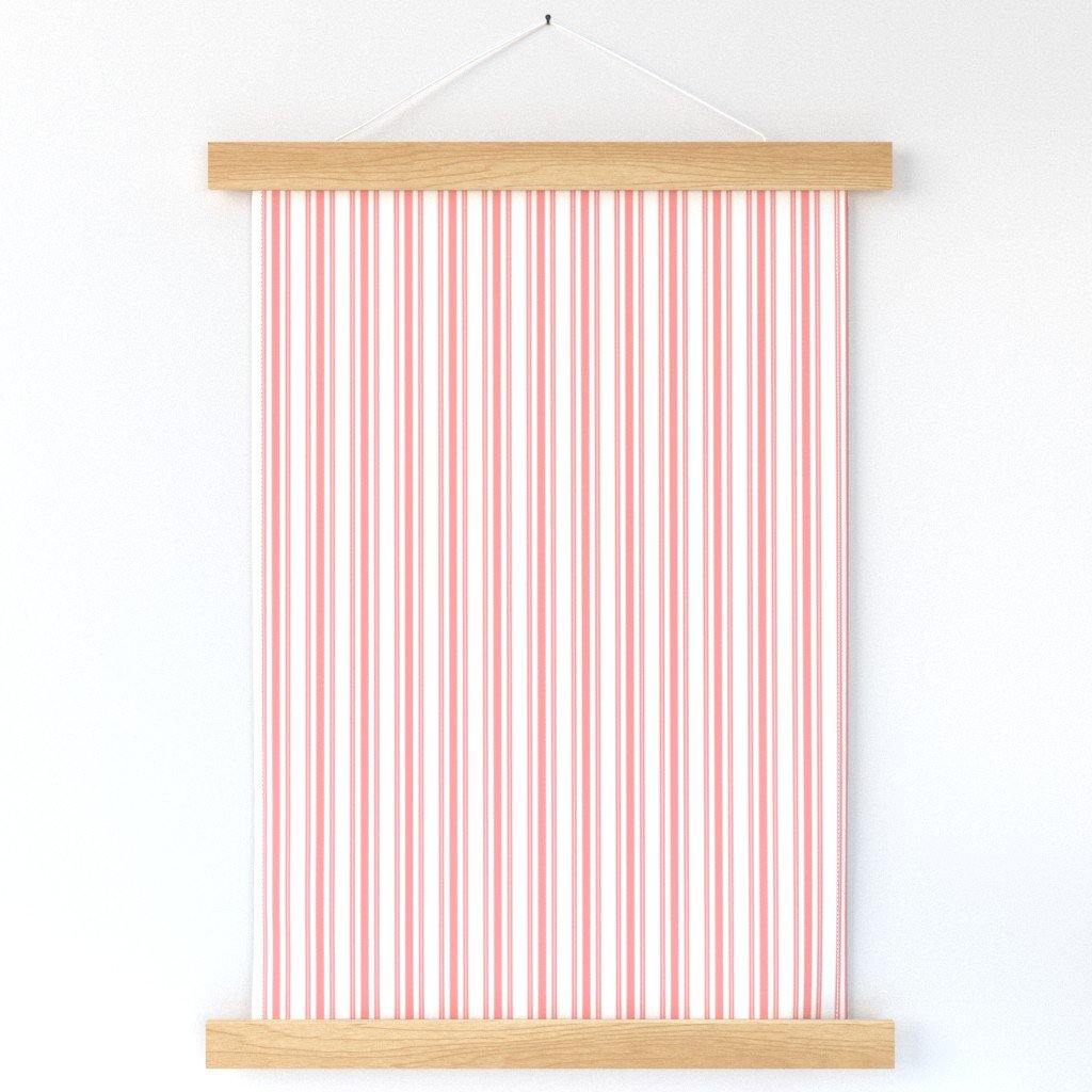 Trendy Large Coral Rose Pastel Coral French Mattress Ticking Double Stripes Wall Hanging Trendy Large Coral Rose Pastel Coral French Mattress Ticking Double Stripes Wall Hanging