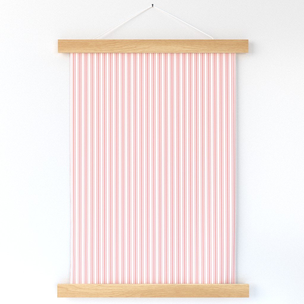 Classic Small Coral Rose Pastel Coral French Mattress Ticking Double Stripes Wall Hanging Classic Small Coral Rose Pastel Coral French Mattress Ticking Double Stripes Wall Hanging