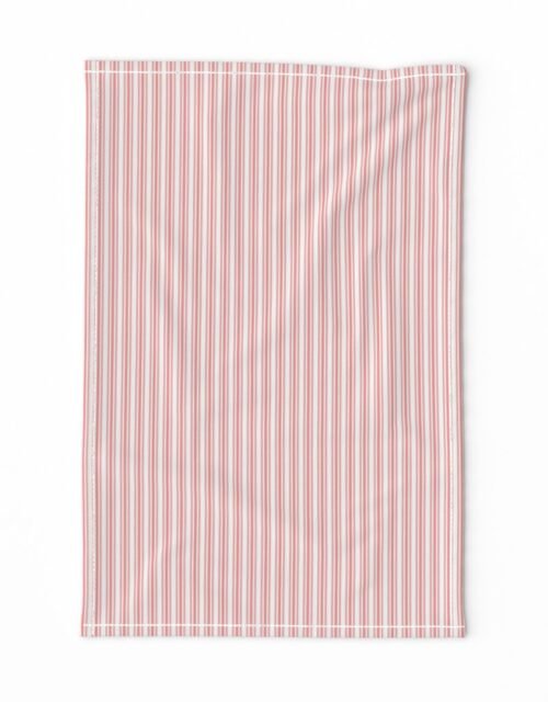 Classic Small Coral Rose Pastel Coral French Mattress Ticking Double Stripes Tea Towel