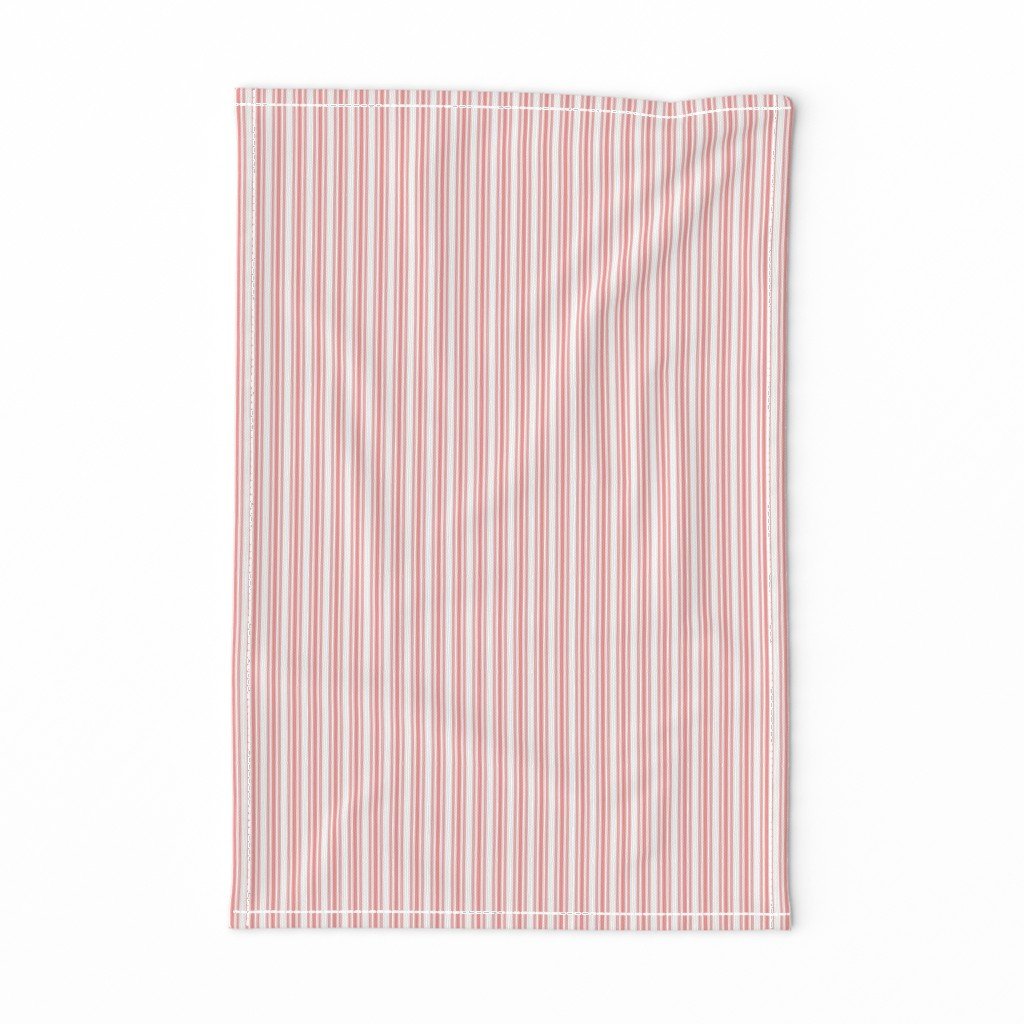 Classic Small Coral Rose Pastel Coral French Mattress Ticking Double Stripes Tea Towel Classic Small Coral Rose Pastel Coral French Mattress Ticking Double Stripes Tea Towel