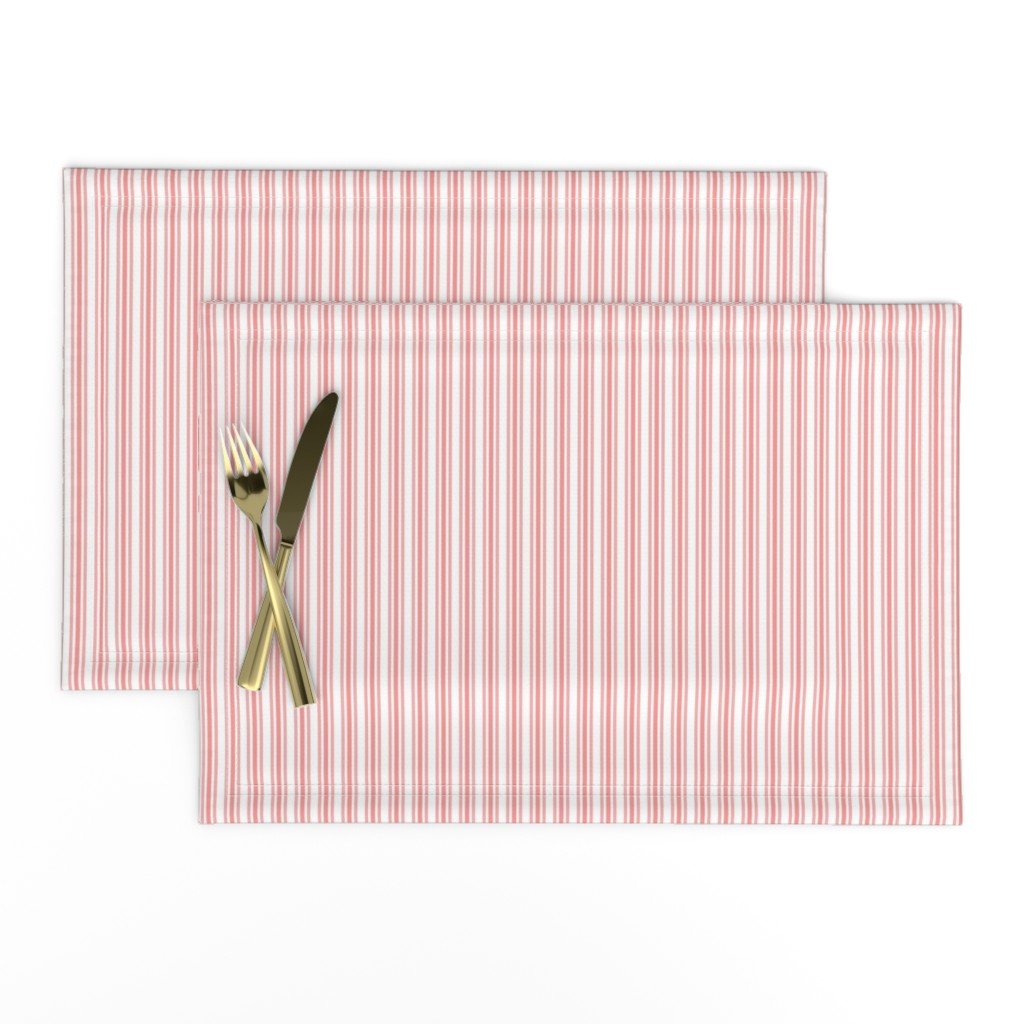 Classic Small Coral Rose Pastel Coral French Mattress Ticking Double Stripes Placemats Classic Small Coral Rose Pastel Coral French Mattress Ticking Double Stripes Placemats