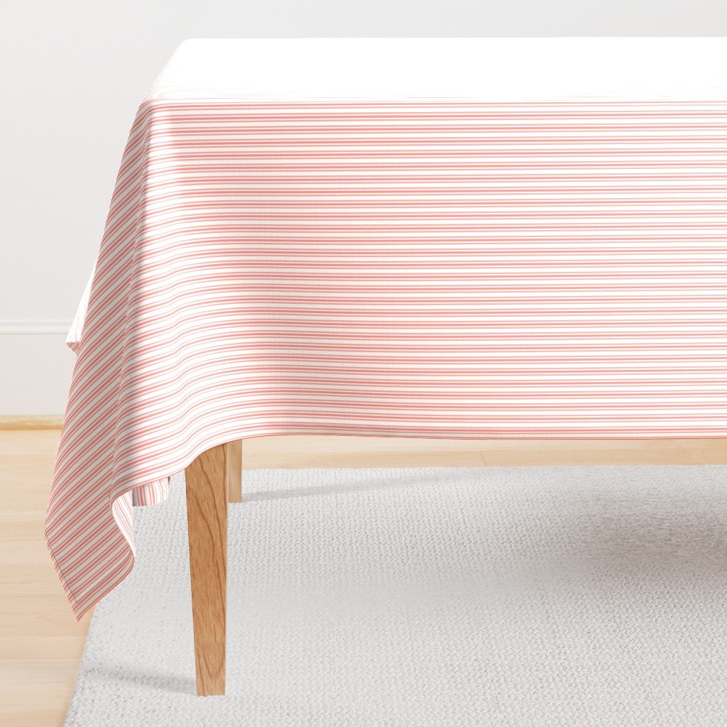 Classic Small Coral Rose Pastel Coral French Mattress Ticking Double Stripes Rectangular Tablecloth Classic Small Coral Rose Pastel Coral French Mattress Ticking Double Stripes Rectangular Tablecloth