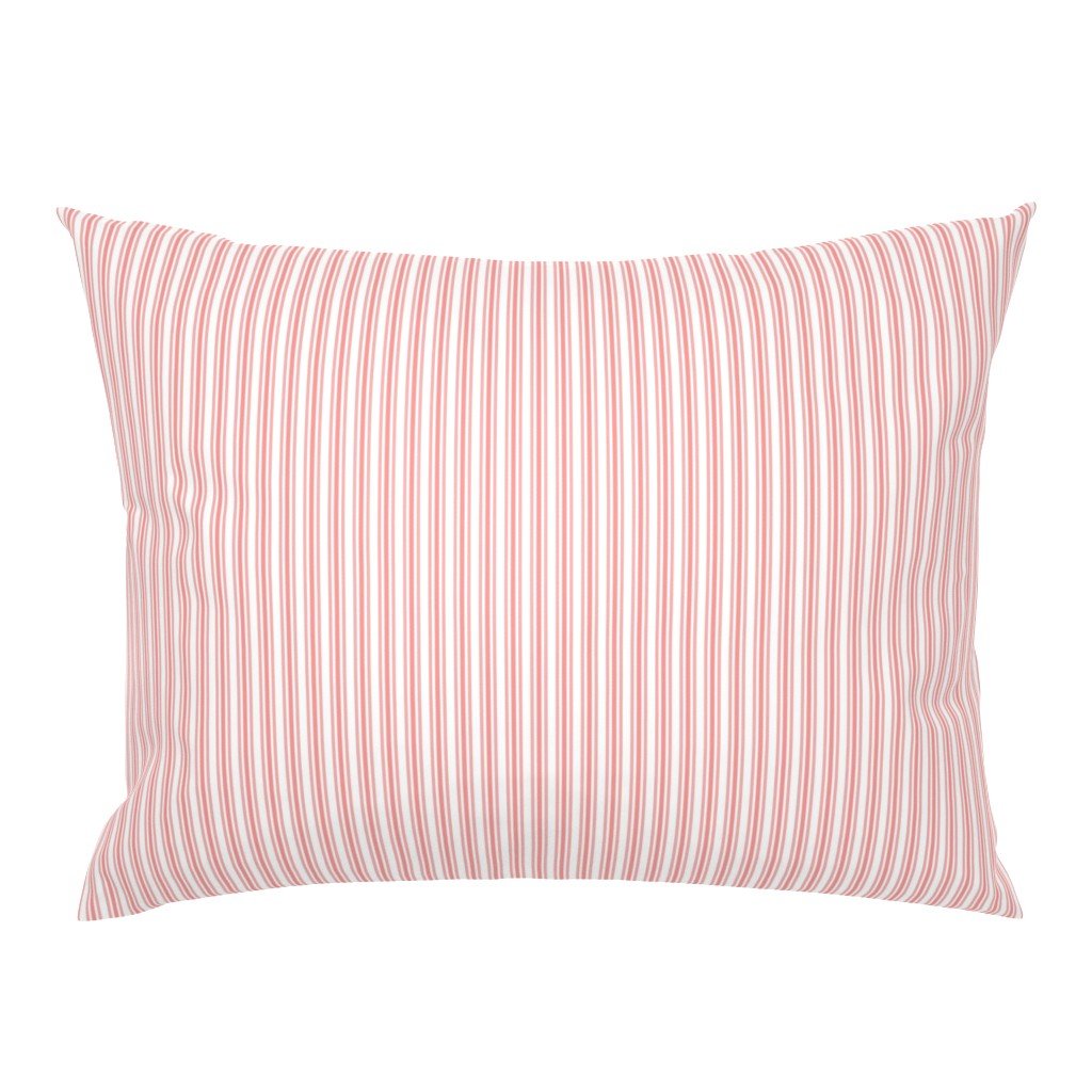Classic Small Coral Rose Pastel Coral French Mattress Ticking Double Stripes Standard Pillow Sham Classic Small Coral Rose Pastel Coral French Mattress Ticking Double Stripes Standard Pillow Sham